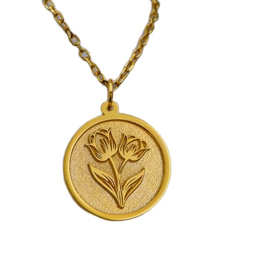 Pendentif pièce tulipe gravée pour sublimer vos tenues bohèmes et décontractées