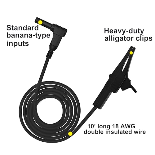 Image of Heavy Duty Alligator Clips Test Leads for Multimeter & Voltmeter - Large Gator Test Lead with Insulated Clamps - Alligator Clips Electrical Testing, Automotive Circuits,Banana Plug Meter Leads, 3 Ft
