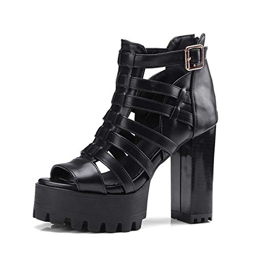 MKXF Sandales à talons Chunky,Noir,45 Cover