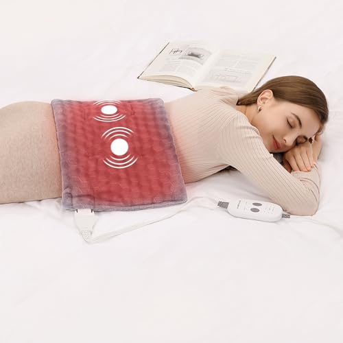 ROYGROW Weighted Heating Pad with Massager, 3 Heating Levels & 3 Massage Types, Electric Heating Pad for Back Neck Shoulder Pain Relief with Massaging Vibration, 12” x 24”, 5lbs