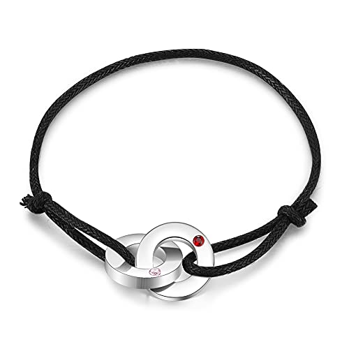 CusGifta Bracelet tressé pour homme avec pierre de naissance, longueur réglable, cadeau pour la fête des pères, anniversaire, papa, famille, petit ami Cover
