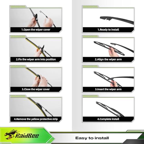 Image of Raidbee Silicone Windshield Wiper blades 3 pack Replacement for Jeep Wrangler 2018 2017 2016 2015 2014 2013 2012 2011 2010 2009 2008 2007 All-Season Silicone Windshield Wipers 15 inch 15 inch 12 inch
