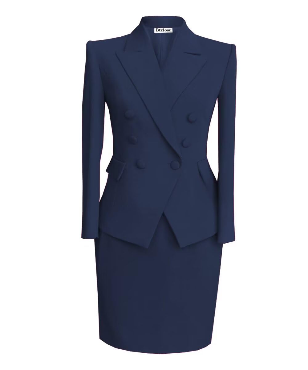 Womens Skirt Suit 2 Piece Slim Fit Business Suit Set Long Sleeve Lady Blazer Set Jacket Skirt