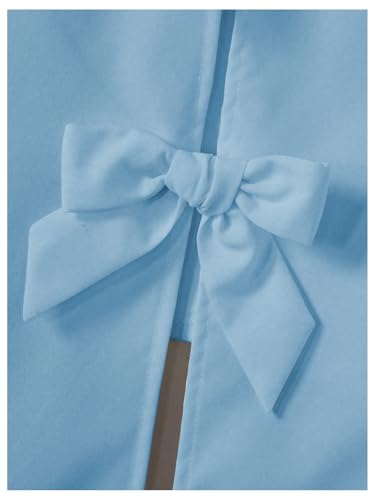 Image of Verdusa Girl's Button Front Bow Back Sleeveless Shirt High Low Asymmetrical Hem Blouse Top