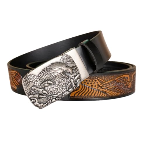 Ceinture à cliquet gaufrée élégante avec boucle automatique cadeau pour homme