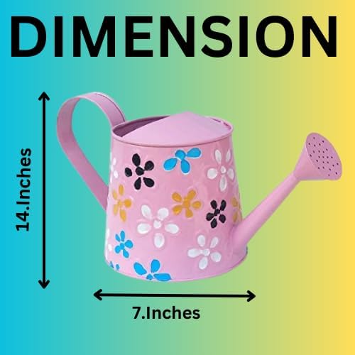 Image of S H Collection Watering Can 2.5 Litre Indoor Outdoor Home Gardening, Plants Watering can Metal Polka planters Round Metal for Plants & Flowers Decorative Garden Water Can with Handle (Pink Chitai)