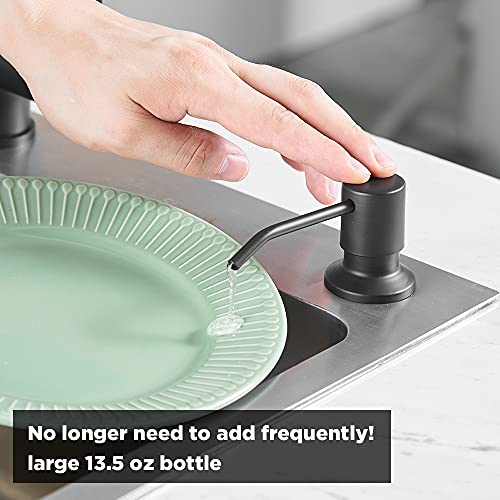 Soap Dispenser For Kitchen Sink Matte Black, Refill From The Top, Stainless Steel Built In Sink Soap Dispenser With Large 13.5 Ounce Bottle 2309R #TOP4