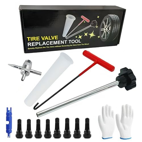 Image of Quick Tire Valve Change Tool, Tire Valve Stem Core Quickly Replacement Tool Kit for Cars, Trucks, Motorcycles etc (13PCS)
