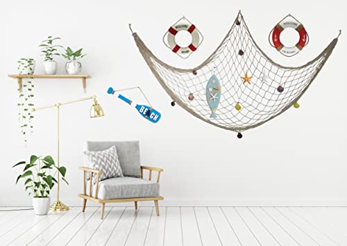 Cswljs 79In X 39In Decor Fish Net With Shells Blue Mediterranean Style Nautical Decor Fishing Net Hanging Door Hanging Ornament Beach Theme Home Decor Fishing Net Shell Home Wall Decor White #TOP2