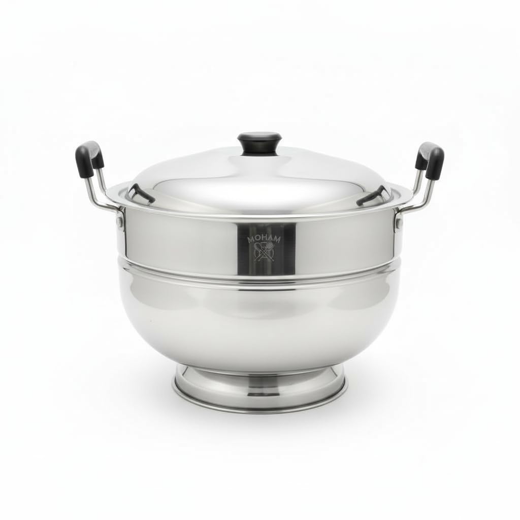 MOHAM Stainless Steel Bati Cooker/Bati Maker & Gas Tandoor for Home Kitchen | Pizza Maker/Chicken & Paneer Tikka Barbeque Griller | Non-Induction Oven & Litti Maker on Gas | Silver