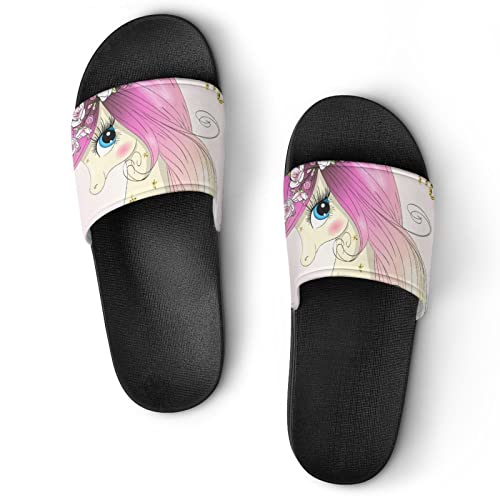 Pantoufles licorne pour femme sandales de bain antidérapantes pour la maison