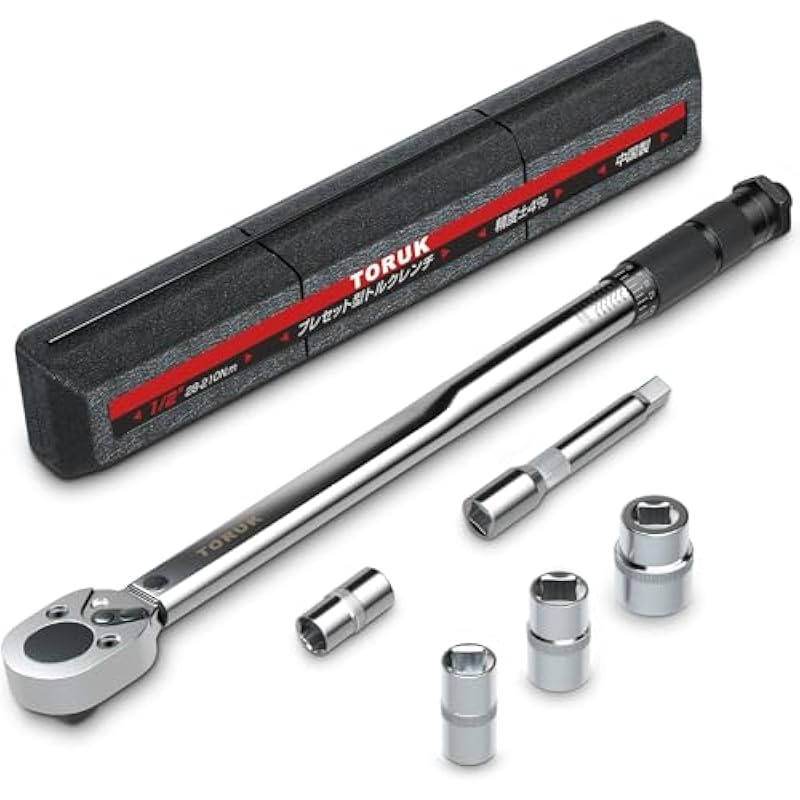 프리셋 토크 렌치 자동차 타이어 교환 드라이브 12.7mm 1/2인치 28-210N.m 래칫 14/17/19/21mm 소켓 연장 바 세트