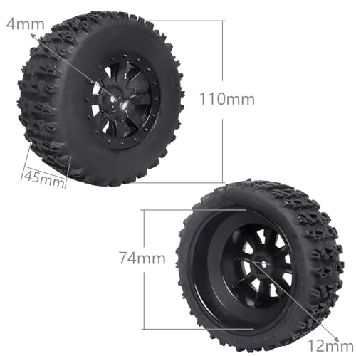 Image of RC Wheel Set 4pcs Tires and Wheels Rims Pre-Glued SCT Tires for 1:10 RC Short Course Truck Slash 4x4 2WD VKAR 10SC HPI Losi SCT Redcat Blackout SC (Style A)