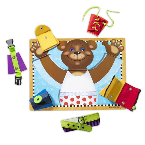 Image of Melissa & Doug Basic Skills Puzzle Board - Wooden Educational Toy - Learn To Button Busy Board, Activity Board For Fine Motor Skills, Developmental Toy For Toddlers Ages 3+