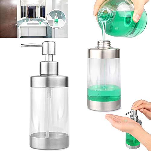 distributeur savon pour évier ou lavabo - pompe à savon, lotion ou huile rechargeable - accessoire de salle de bain avec contenance de 350mL Cover