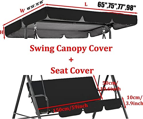 Porch Swing Canopy Cover Set, 2 Or 3 Seater Swing Canopy Replacement Cover Waterproof Windproof Patio Hammock Cover Top Roof Cover For Garden Patio #TOP3