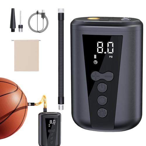 Bomba de bola eléctrica | Inflador de bolas rápido portátil con luz LED | Pantalla LCD digital Bomba de aire automática de pelota deportiva incluye 2 agujas y de almacenamiento | Bomba de pelota