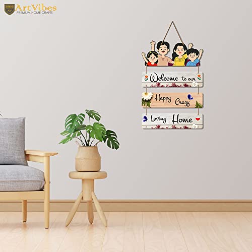Artvibes Home Quote Decorative Wall Art MDF Wooden Wall Hanger for Livingroom|Bedroom|Home Décor|Gift(WH_6906N), Set of 4