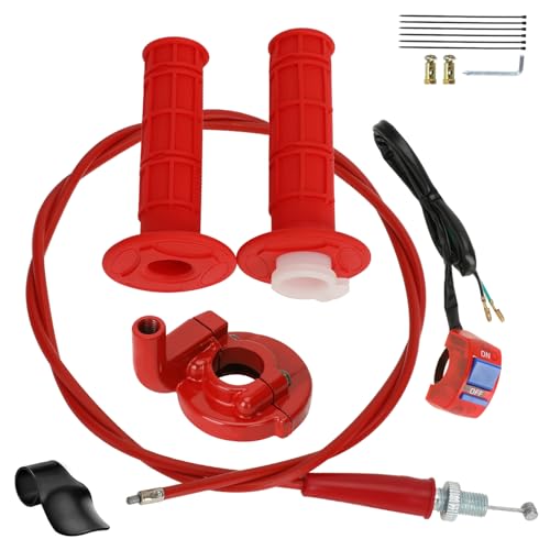 HIAORS 7/8 Mini Bike Throttle Cable Kit Assembly Compatible with Predator 212cc 196cc Coleman CT200U CT200U-EX BT200X CC100X Baja Warrior MB200 DB30 Motovox SSR Apollo CRF50 Pit Dirt Bike Parts (Red)