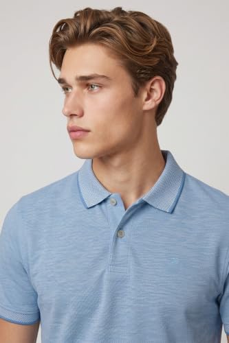 Image of Peter England Men's Premium Branded Regular Fit Half Sleeve Polo T-Shirt | Cotton Rich | Birds Eye Interlock Weave| No Pocket