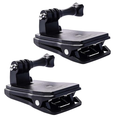 2 Pack 360 Rotation Backpack Fast Clip Clamp Mount for Gopro Hero 13 12 11 10 9 8 7 6 5 4 Session 3+ 3 2 1 Hero (2018) for DJI Osmo and Other Action Cameras