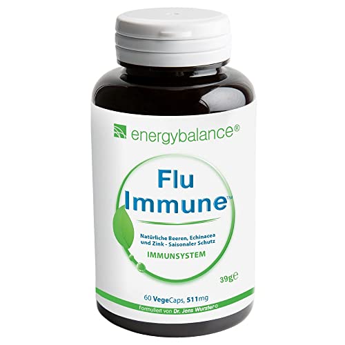 Flu-Immune 511mg - natürlicher Komplex - Hohe Bioverfügbarkeit - Antioxidantien - Vegan - Glutenfrei - Ohne Zusatzstoffe - 100% reine Zutaten - GVO-frei - Nahrungs-Äquivalent - 60 VegeCaps