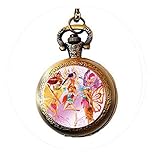 Niedliche Cartoon-Anhänger Halskette Kinder Geschenk Frau Geschenk Magische Fee Glas 14 Taschenuhr Halskette