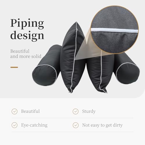 Image of Outdoor Daybed Cushion Cover Twin, Twin Size Outdoor Daybed Mattress Bolster Pillow Fitted Sheet Cover (75 * 39 * 6in, Dark Gray)