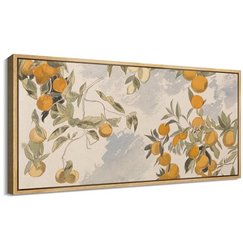 SIGNFORD Extra Large Framed Canvas Print Wall Art Vintage Citrus Botanical Rustic...