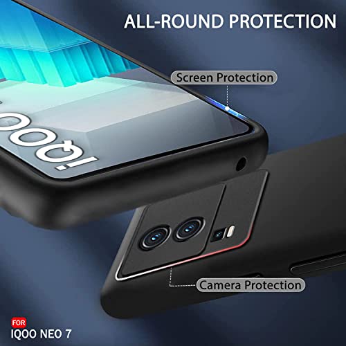 Image of TheGiftKart Sleek Back Cover Case for iQOO Neo 7 / Neo 7 Pro 5G (Slim Fit Protective Design | Ultra Matte Finish | Camera Protection Bump | Soft Silicon Back Cover Case | TPU | Black)