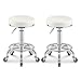 (2 Szt.) Stołki Barowe, Ruchome Stołki Tapicerowane Ze Skóry Pu, Obrotowe Podnoszone (42-55 Cm) Okrągłe Stołki, Ze Stołkami Do Pracy W Salonie Fryzjerskim/Kosmetycznym (Kolor: Biały) (Biały) Nadaje S