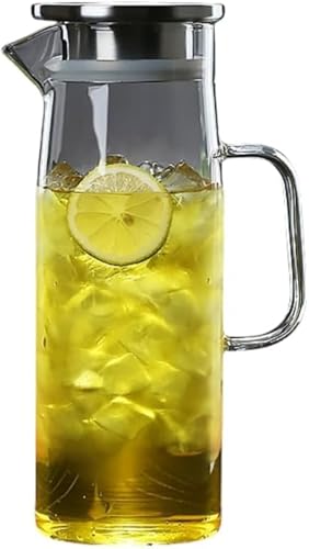 Zxyler 耐熱ガラスポット 1L/1.5L 容量選べる 直火対応(直火可)丸型デザイン 麦茶・茶・紅茶・緑茶兼用 ピッチャー・冷水・冷水筒・ジャグとして活用可 冷蔵庫対応で水出しに最適 透明ガラス製 家庭用キッチン飲料容器セット