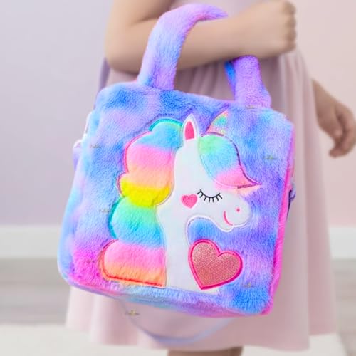 Image of Toy Imagine Unicorn Sling Bag for Kids Birthday Gift for Girls Crossbody Bag for kids with Soft Fur Finish Baby Toddler Handbag Cute Princess Purse Mini Sling Bag for 3-12 Year Girls Fashion Accessory