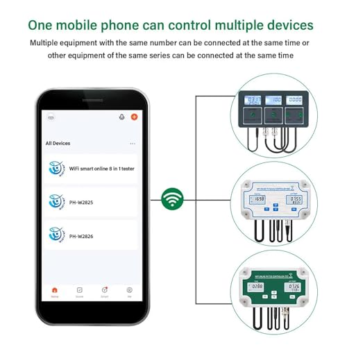 8 In 1 Water Quality Tester, PH/EC/TDS/SALT/S.G/CF/ORP/Temperature Water Quality Monitor, Tuya WiFi Smart Wall-mounted Water Detector for Fish Tank, Aquarium, Sea Water, Swimming Pool