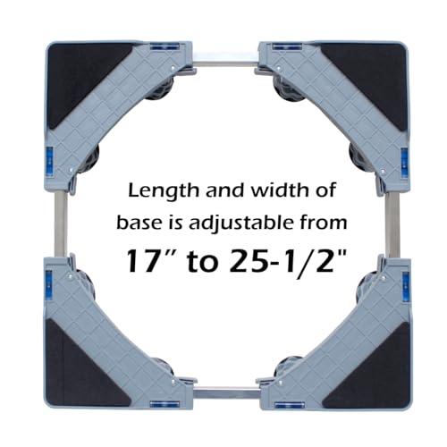 MaxWorks Washing Machine Base Stand with 4 Locking Wheels & 8 Strong Feet, Adjustable Flat Dolly Cart Mobile Base for Washer, Dryer, Refrigerator, Furniture and Appliance - 660 lbs Capacity