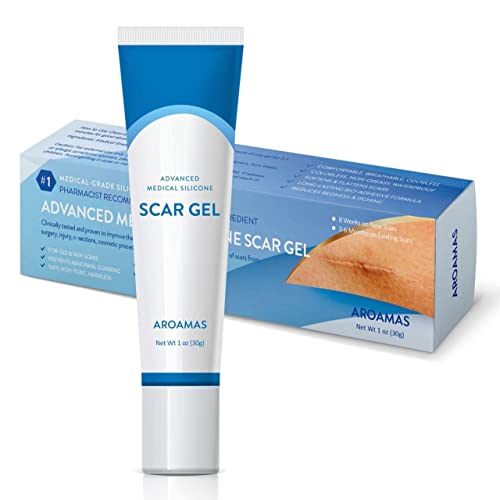 Aroamas Scar Silicone Scar Gel, Soften and Flattens Scars,Medical-Grade Silicone Scar Gel for Surgical Scars, Keloids, C-Section, Cosmetic Procedures, Burns, Stretch Marks,Clinically Proven - 30g