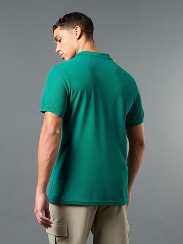 Image of TECHNOSPORT Men's Solid Slim Fit Polo Collar T-Shirt MATPIQ Half Sleeve Button Polyester for Gym Running Workout UPF50+ Anti Odour