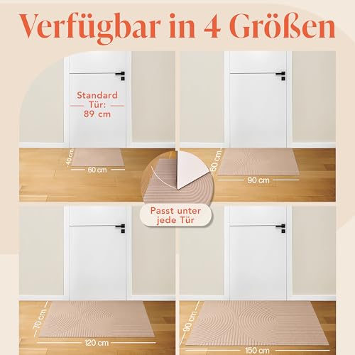 Blumtal Fußmatte 40x60 cm - rutschfeste Schmutzfangmatte - Fußabtreter mit Muster - Fußmatten Haustür - Türmatte aus Polyester - Fußmatte innen/Schmutzfangmatte außen - Fußabstreifer Beige