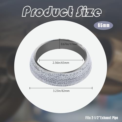 Image of 65mm Car ID Exhaust Gasket, High-Grade Graphite Manifold Donut Gaskets for Muffler Sealing, Leakproof Muffler & Downpipe Exhaust Flange Replacement for 2-1 /2 inch Pipes, SUV, Truck, RV
