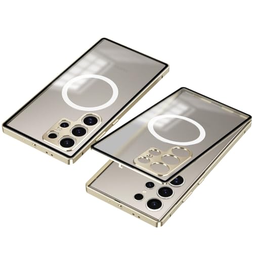 Coque aluminium Galaxy S24 Plus cadre métal or et dos rigide haut de gamme