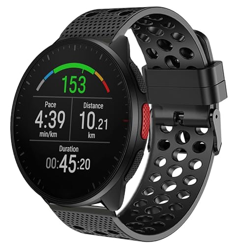 Bracelet Polar en silicone noir avec boucle en métal 20mm 22mm Lamshaw