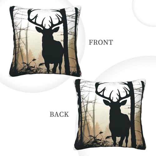 Housse de coussin velours côtelé cerf au design raffiné pour canapé