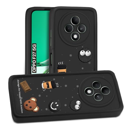 Image of AESTMO Back Case Cover for Oppo F27 5G Cover | Cute Fun Cartoon 3D Ball | Coffee Silicone Case | Full Body Protection | Camera Protection Back Cover for Oppo F27 5G (Black)