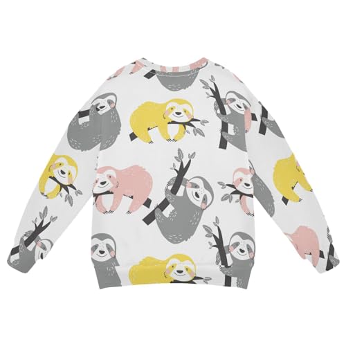 Wusikd Colored Sloth Boy Girl Sweatshirt Toddler Crewneck Pullover Sweater Long Sleeve Clothes M2