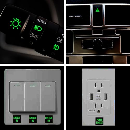 Image of 132PCS Rocker Switch Label Decal for Car Centre Console Switch Circuit Panel Label Luminous Stickers Night Safety Decals Graphic Text Stickers for Boat Truck Camper Dashboard Trailer Headlight Control