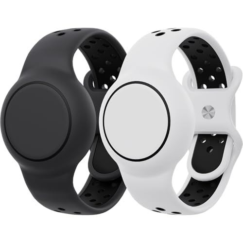 Waterproof Bracelets Compatible with AirTag for Kids, 2 Packs Silicone Holder with Hidden Cover Design Wristband Compatible with AirTag for Child, Breathable GPS Tracker Holder for Kids GBW