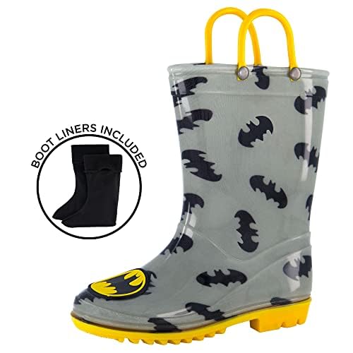 DC Comics boys Dc Comics Batman Kids Rain Boots With Soft Removable Liner