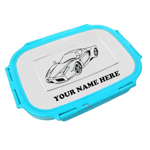 Image of ncgifts Personalized Tiffin | Customized Lunch Box | Personalized Stainless Steel Tiffin Box | Your Child's Name and Favourite Character Engraved | for Scholl Students (Sky Blue)