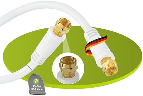 SAT Kabel 10m F Stecker Weiß 75dB TV Receiver Anschluss Antennen - Foto 2