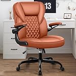 Brick Attic Office Chair Executive Chair Computer Desk Chair PU Leather with Lumbar Support Adjustable Height Padded Flip Up Arms Swivel Home Office Task Chair Brown